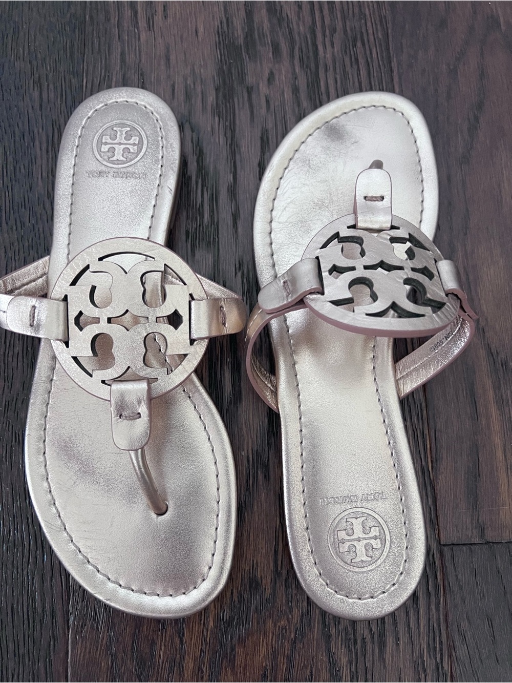 Tory Burch Metallic Rose Gold Miller Sandals Size 7.5